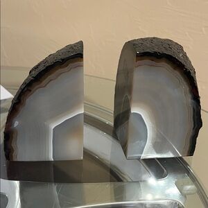 Agate Bookends with Natural Patterns in Grays and Blues